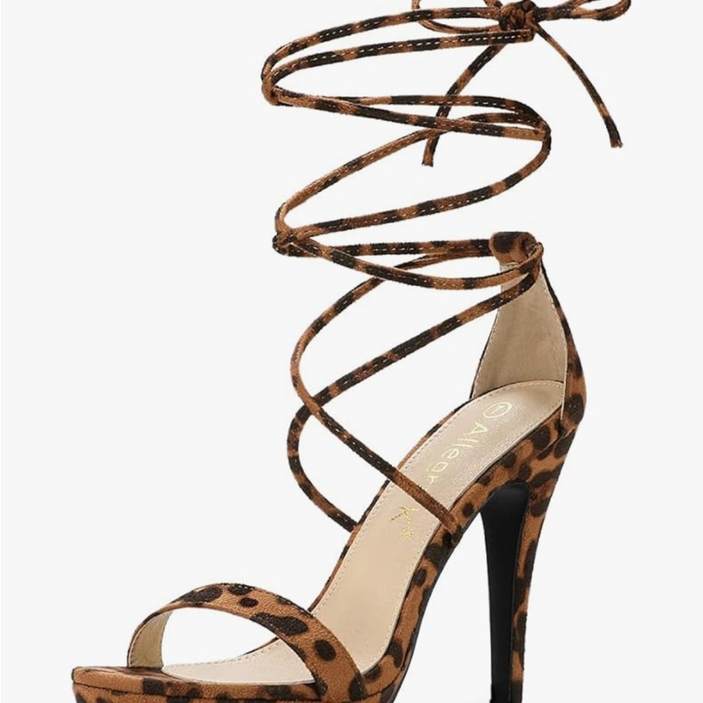 Amazon Brown Heels with Strappy Design